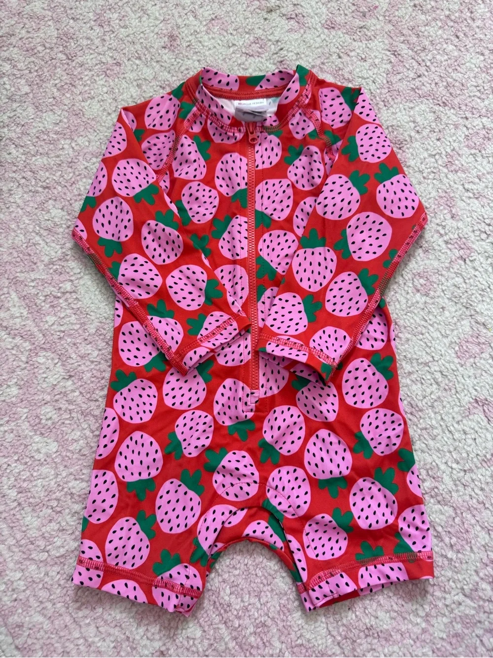 Hanna Andersson Red One-Piece with Pink Strawberry Print